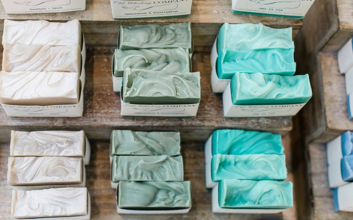 Assorted handmade soap bars made with stearic acid and glycerin